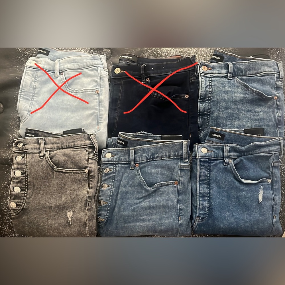 EUC Bundle of 4 Express Denim Jeans High Rise Skinny Size 14R